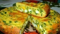 Нутовый пирог с яйцами и зеленым луком